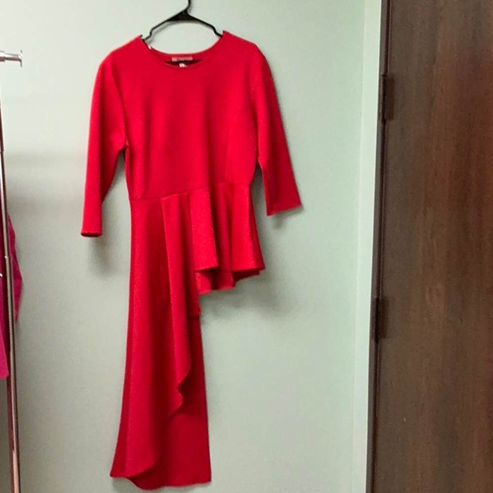 Elegant Red Asymmetrical Dress